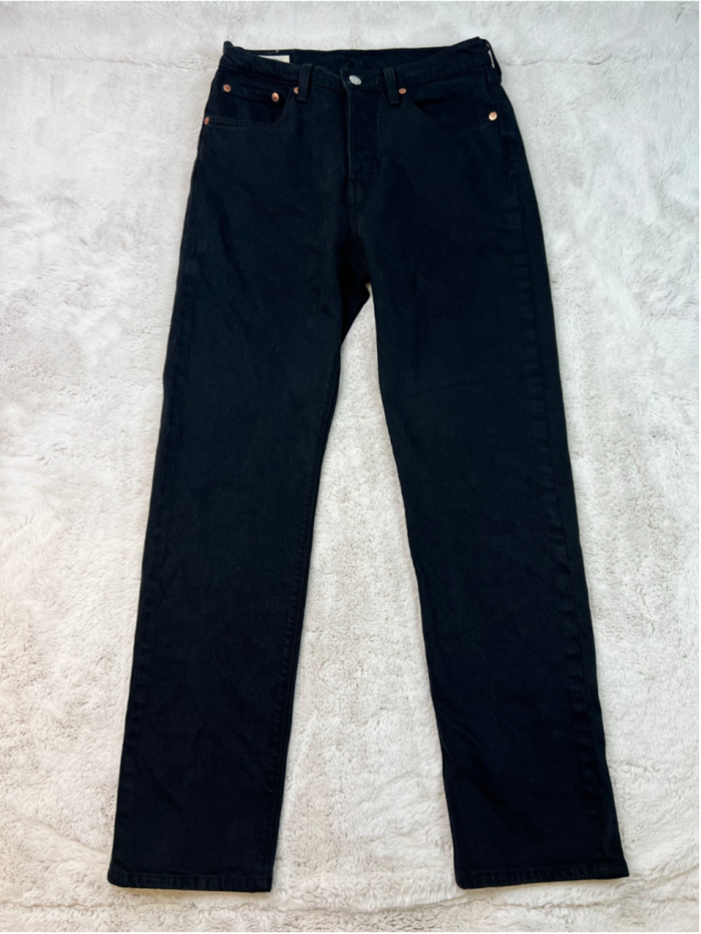 Levis 501 Straight Leg Jeans Black Womens Size 28x30 Cotton Button Fly